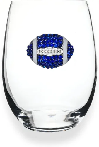 Miniatura 6 de THE QUEENS' JEWELS Copa de vino de tallo con joyas de fútbol (diamante y negro) - Regalo único para mujeres, cumpleaños, lindo, divertido, sin