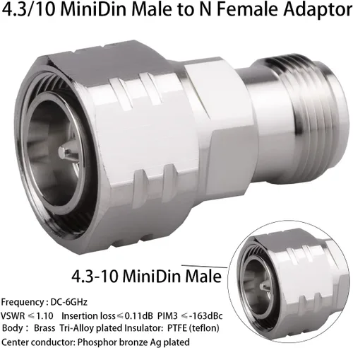 Miniatura 3 de Adaptador MiniDin hembra a hembra 4.3/10, 50 ohmios, 1 pieza