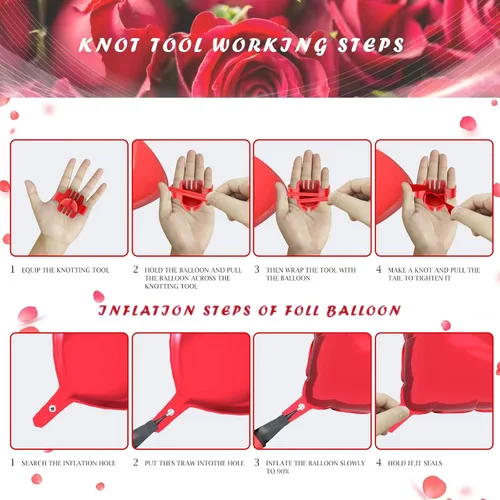 Miniatura 4 de Kit de globos para el día de San Valentín, globos con texto en inglés "I Love You", globos de corazón blanco y rojo, pétalos de rosa para el día