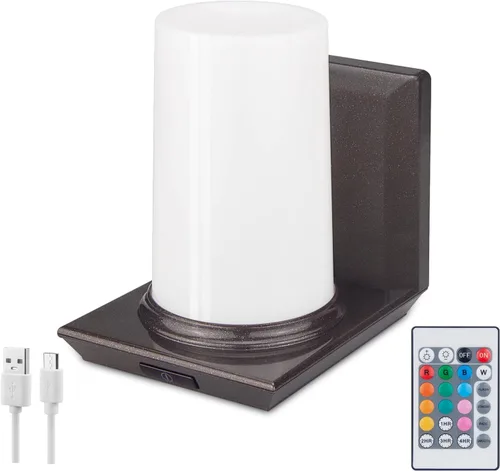 HONWELL Lámpara de pared LED con batería para interiores, multicolor, aplique de pared para iluminación de habitación, luces de palo para hotel,