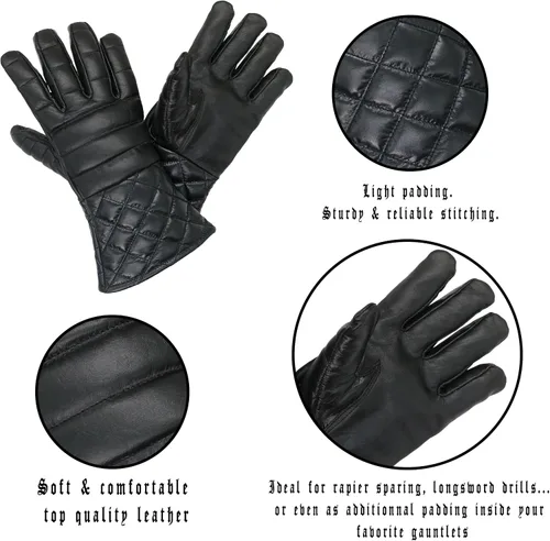 Miniatura 9 de Mythrojan Guantes de esgrima de espadachín: Hema Guantes de cuero ligeramente acolchados Renacimiento medieval
