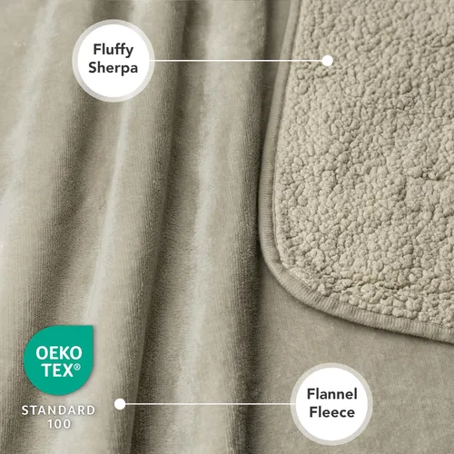 Miniatura 3 de PETAMI Manta impermeable de forro polar Sherpa para gatos y perros, color gris topo, mediana Gris pardo
