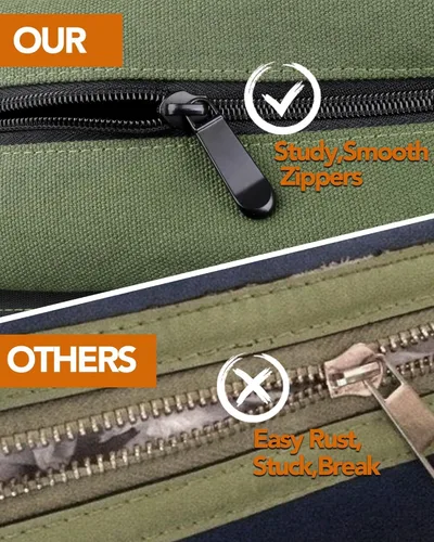 Miniatura 3 de Bolsa enrollable para herramientas, bolsa enrollable multiusos de lona de 16 onzas, organizador con 5 bolsillos para herramientas con cremallera