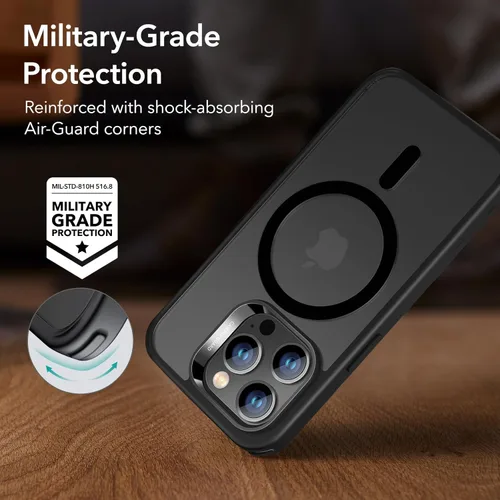 Miniatura 5 de ESR Funda magnética MagSafe de grado militar compatible a prueba de golpes y resistente al amarillamiento para iPhone 14 Pro Max, color negro C