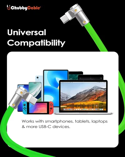 Miniatura 7 de chubbycable FlexElbow - Cable de carga rápida de 90 grados y 240 W, cable USB C en ángulo recto, cable de carga de silicona compatible con iPhone