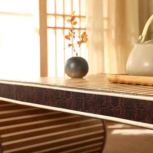 Miniatura 6 de HM&DX Mesa de centro de madera, mesa de piso japonesa, mesa de té de tatami, mesa de centro tejida de ratán, mesa de altar baja para meditación
