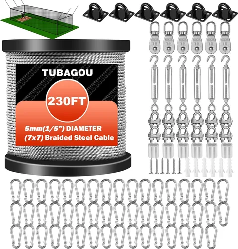Kit de montaje de marco de jaula de bateo de acero inoxidable 304 – Kit de tensión de alambre de red de jaula de bateo ideal para túneles de béisbol
