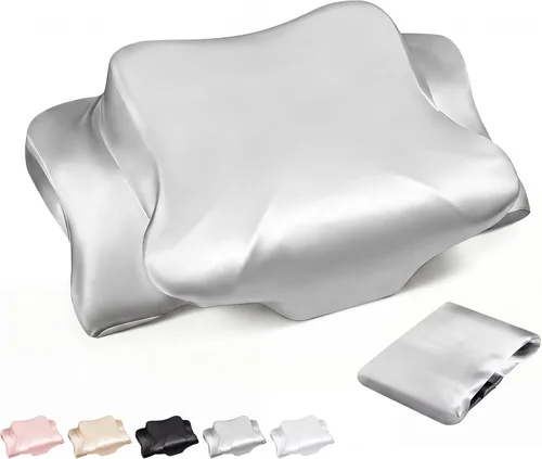 Miniatura 8 de Hahafelt Funda de Almohada Cervical para el Cuello (Solo Funda de Almohada) Funda de Almohada de Satén con Cremallera Funda de Almohada de Contorno