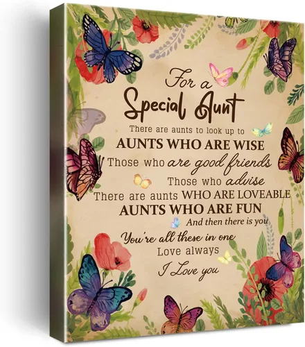 Miniatura 6 de Wailozco Póster decorativo para pared con texto en inglés «Aunt Aunt», pósteres enmarcados de poemas, regalos sentimentales para tías de sobrina