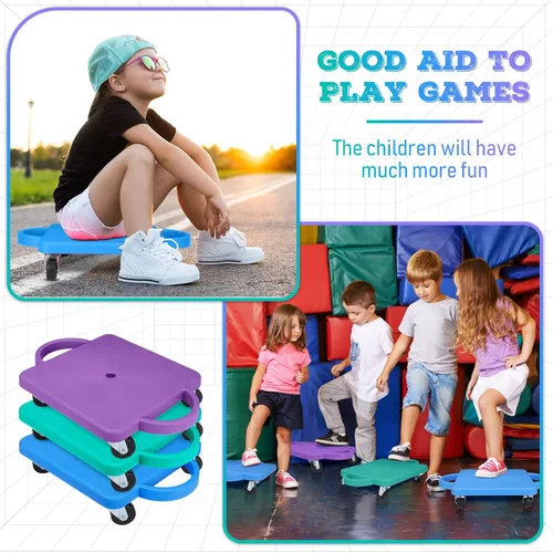 Miniatura 7 de 6 piezas de patinete deportivo a granel para sentarse a granel con asas ruedas de plástico, patinete deportivo plano para niños, gimnasio, Bright