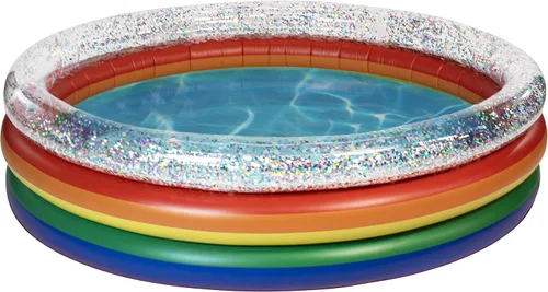 PoolCandy Piscina inflable de sol con purpurina arcoíris para adultos, piscina inflable redonda de 60 pulgadas para hasta 3 personas, piscina de