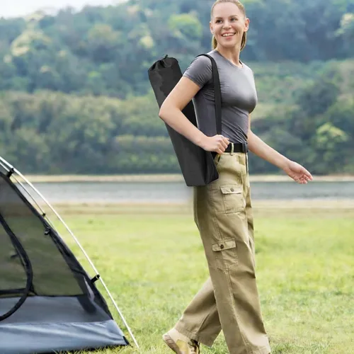 Miniatura 8 de Silla plegable para acampar con portavasos y bolsa de almacenamiento lateral, capacidad de 300 libras, ligera, respaldo alto, portátil para playa