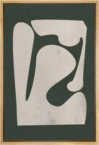 SIGNFORD Lienzo Enmarcado Impresión Arte de Pared Forma Abstracta Moderna sobre Fondo Verde Ilustraciones Arte Moderno Decorativo Boho Relajante/Zen