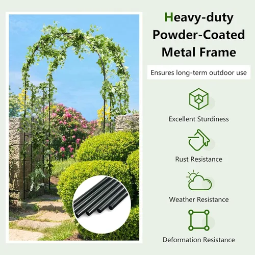 Miniatura 4 de Giantex Árboles de jardín enrejados, arco de jardín de metal de 7.2 pies para plantas trepadoras, rosas, arco de boda con estacas, pérgola