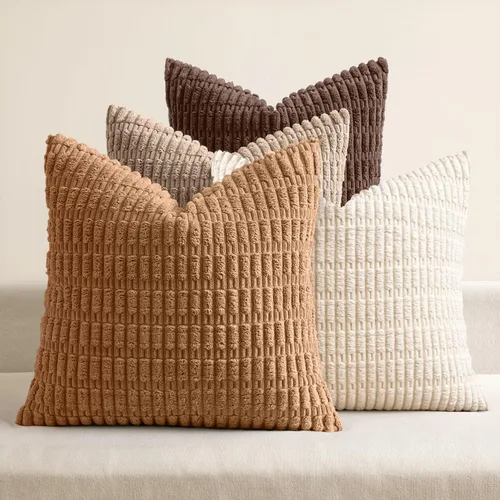 Miniatura 19 de MIULEE Juego de 4 fundas de almohada decorativas de pana estilo bohemio de primavera de 18 x 18 pulgadas para sofá, sala de estar, sofá y cama
