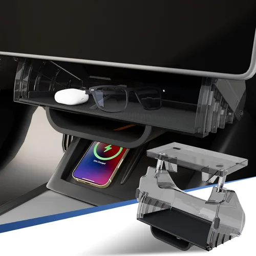 Organizador de almacenamiento debajo de la pantalla para Tesla Model Y Juniper 2025-2026/Model 3 Highland 2024-2026, bandeja organizadora de consola