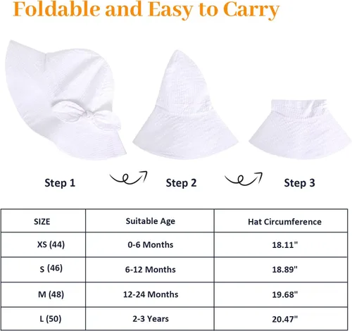 Miniatura 6 de Sombrero de sol para bebé niña con UPF 50+ sombrero de playa ajustable para exteriores con ala ancha