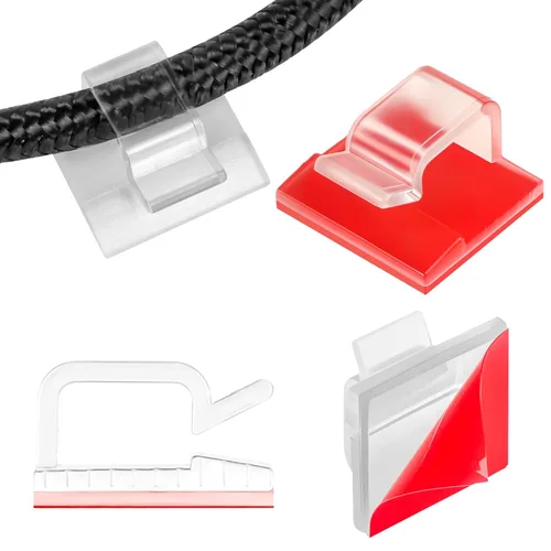 Miniatura 9 de 63 unidades de organizador de cables negros, clips adhesivos para cables, organizador de cables de 032 x 0.2 pulgadas, clips de cable para cables