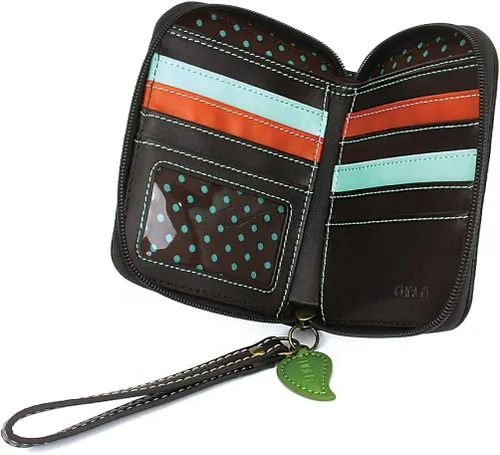 Miniatura 3 de CHALA Cartera con cremallera, pulsera, 8 ranuras para tarjetas de crédito, piel sintética resistente