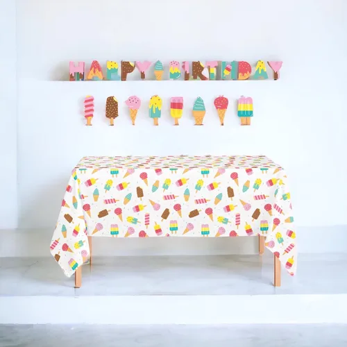 Miniatura 5 de Oojami Sweet Delights Extravaganza - Paquete de 3 manteles de helado multicolor para fiestas, perfectos para fiestas de cumpleaños, picnics