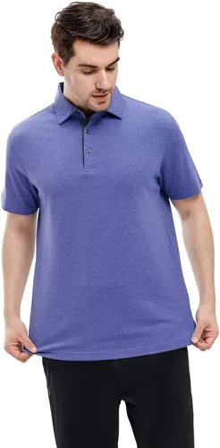 Miniatura 2 de VEBOON Men's Polo Shirts Long and Short Sleeve Cotton Blend Heather Moisture Wicking Casual Collared Shirts