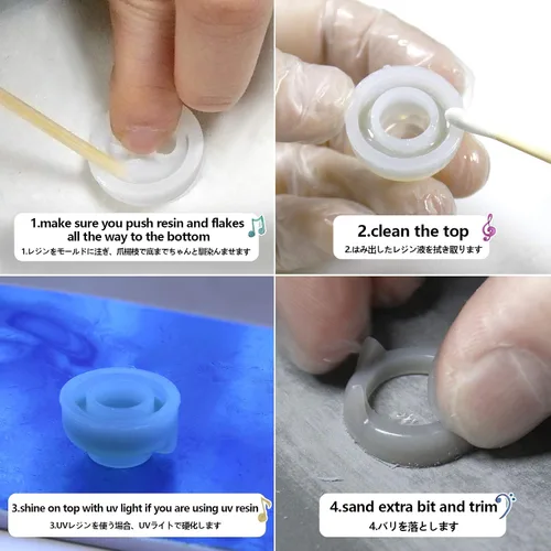 Miniatura 6 de FUNSHOWCASE Molde de silicona en forma de anillo de resina para la elaboración de arcilla líquida, resina epoxi, fabricación de joyas, 24