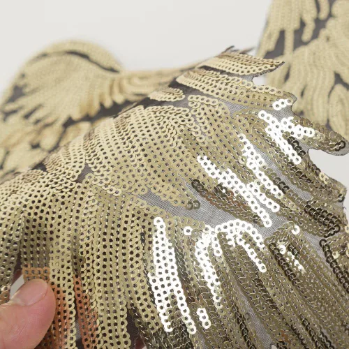 Miniatura 2 de Parches grandes de lentejuelas con alas de ángel para planchar y coser con motivo bordado para ropa de bricolaje (dorado)