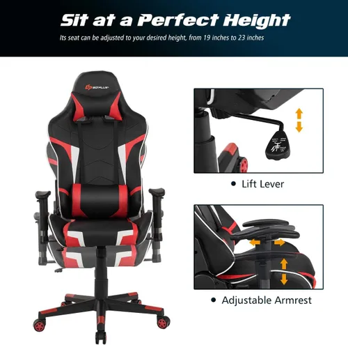Miniatura 4 de Goplus Juego combinado de escritorio y silla para juegos, silla y escritorio de oficina en casa estilo carreras con soporte para tazas, gancho
