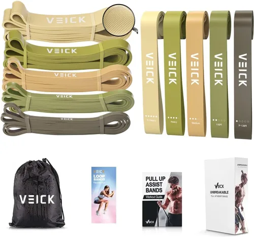 Miniatura 9 de VEICK Bandas de resistencia para entrenamiento, bandas de ejercicio, bandas de entrenamiento, bandas de asistencia para dominadas, juego de bandas
