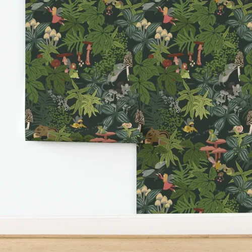 Miniatura 4 de Spoonflower Muestra de papel tapiz extraíble - Bosque de hadas del bosque extra grande rosa naturaleza niños caprichoso bebé personalizado