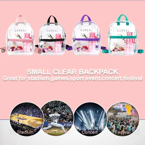 Miniatura 14 de Keepcross Mochila transparente de 12 x 6 x 12 pulgadas para eventos de estadio, bolsa transparente para estadios, eventos deportivos, festivales