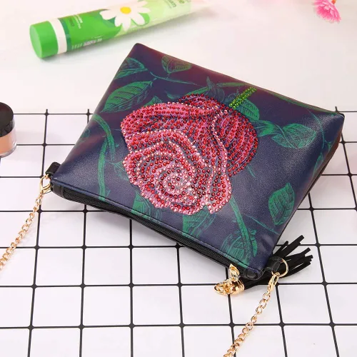 Miniatura 4 de Kits de pintura de diamantes para niños y adultos, bolso cruzado con cadena 5D con diamantes de imitación de punto de cruz, manualidades