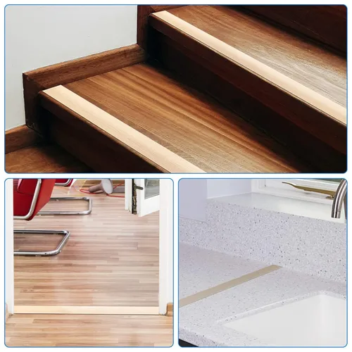Miniatura 7 de Tira de transición de suelo autoadhesiva, tira de cubierta plana laminada para el suelo, tira divisora plana de vinilo de 2 pulgadas de ancho, Beige