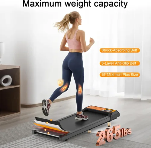 Miniatura 3 de Almohadilla para caminadora con 0-5% de inclinación, 2.5 HP compacta para debajo del escritorio para oficina en casa, alfombrilla pequeña y Pista