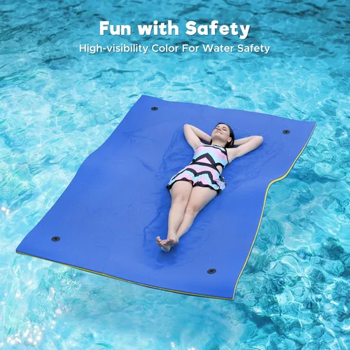 Miniatura 5 de WARMOUNTS Lily Pad Floating Mat, 7/8/9/13/15.5 FT Floating Mat, 3-Layer Tear-Resistant XPE Foam Floating Water Mat with 16.4' Elastic Bungee Tethers