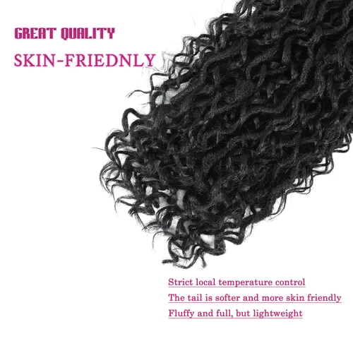 Miniatura 7 de 8 paquetes de cabello de ganchillo para mujeres negras, cabello de ganchillo Goddess Locs, Goddess Faux Locs con trenzas rizadas
