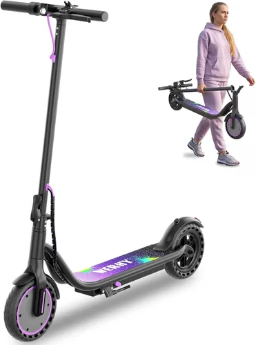 Miniatura 14 de WERHY Scooter eléctrico plegable para niños, motor de 350 W, alcance máximo de 12/16 millas, velocidad máxima de 19 MPH, neumático sólido de 8.5