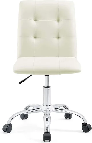 Miniatura 6 de Modway Prim Silla de oficina giratoria sin brazos con respaldo medio acanalado en blanco