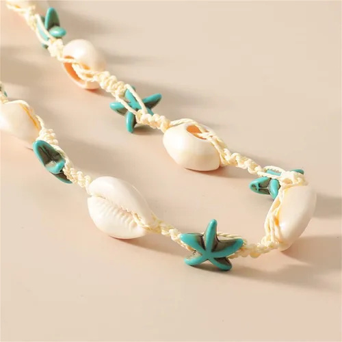 Miniatura 3 de Gargantilla de concha de estrella de mar, collar de playa con perlas de perlas, gargantilla bohemia con cuentas, gargantilla ajustable con estrellas
