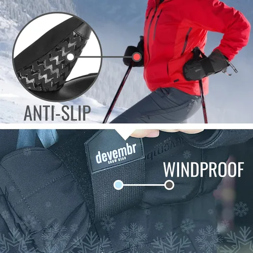 Miniatura 5 de Devembr - Manoplas de esquí impermeables, guantes de snowboard con muñequeras, 5 colores disponibles, SML