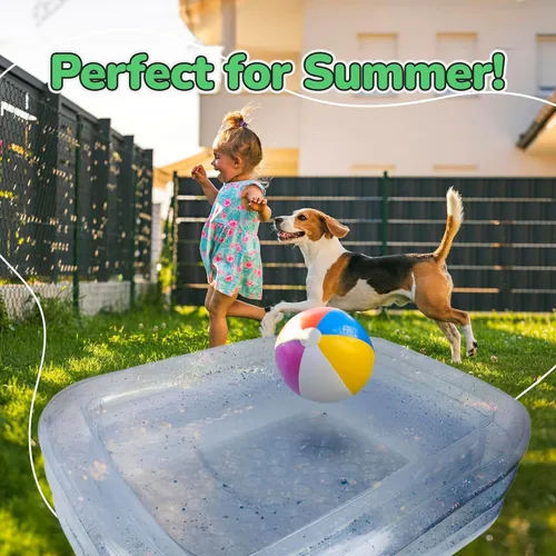 Miniatura 6 de ArtCreativity Piscina inflable brillante para niños con 3 niveles, piscina inflable transparente para niños con purpurina plateada y parte inferior
