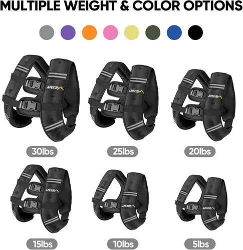 Miniatura 3 de APEXUP - Chaleco con peso de 5, 10, 15, 20, 25 y 30 libras para hombre y mujer, con rayas reflectantes, equipo para entrenamiento de fuerza y correr