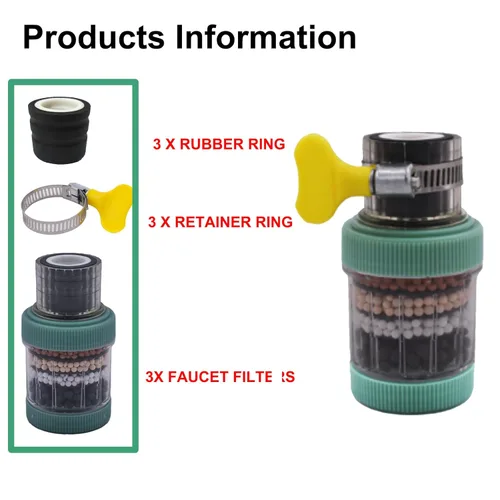 Miniatura 2 de Paquete de 3 filtros de montaje en grifo, purificador de filtración de grifo de cocina para cocina, filtro de agua para el hogar y baño con carbón