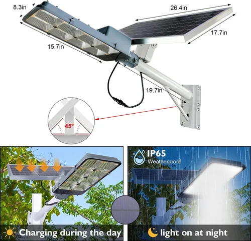 Miniatura 2 de Farola solar para exteriores, luz de seguridad solar comercial IP65, con control remoto, luz de estacionamiento del atardecer al amanecer, adecuada