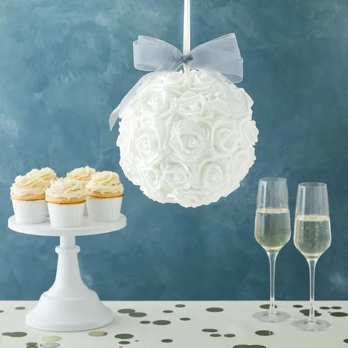 Miniatura 5 de Juvale Rosas artificiales de flores blancas, flores artificiales para decoración de bodas y centros de mesa, paquete de 100, 3 pulgadas de diámetro