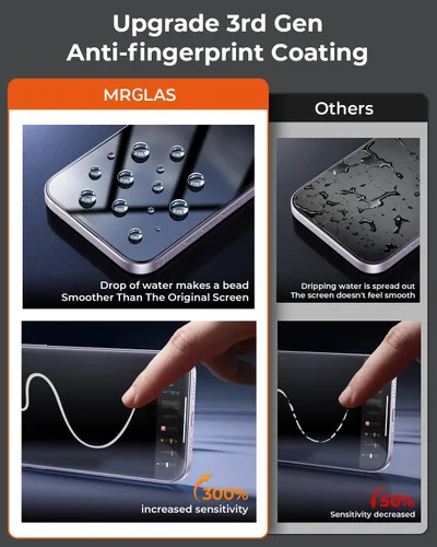 Miniatura 4 de MRGLAS TOP 9H+ - Paquete de 2 protectores de pantalla para iPhone 17 con protector de lente de cámara