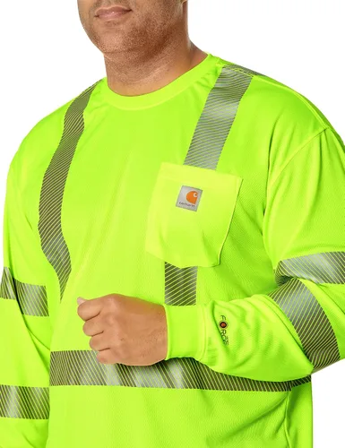 Miniatura 3 de Carhartt Camiseta ligera de manga larga con 3 bolsillos para hombre, de alta visibilidad, ajuste relajado, de alta visibilidad