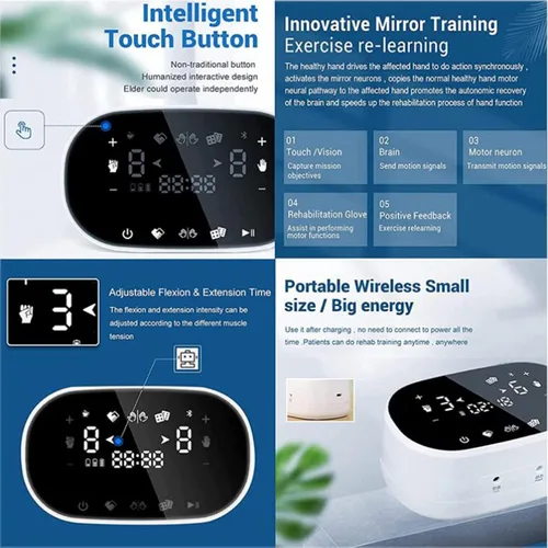 Miniatura 5 de Guante robot Dispositivo de rehabilitación de mano para hemiplejia cerebral Entrenador de dedos de recuperación de función de mano, para robot