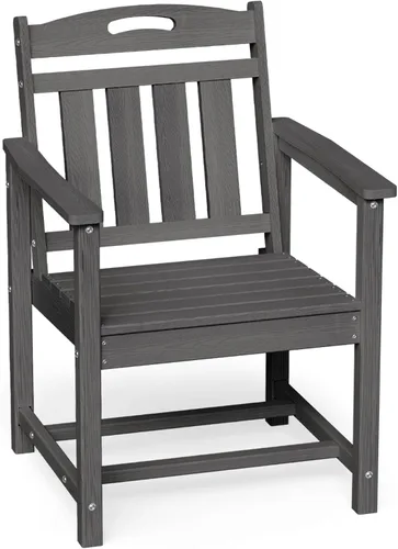 Miniatura 28 de Ciokea Silla de comedor para patio al aire libre, sillas de porche de gran tamaño de HDPE con asiento ancho, muebles de exterior duraderos para todo