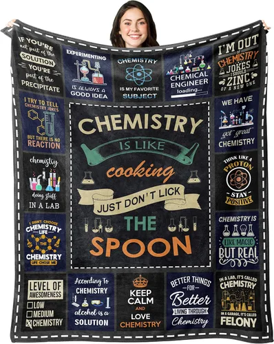 Regalos de química, Navidad, graduación, regalo de cumpleaños para profesores de química, estudiantes, amantes, manta de química/ciencia, 60 x 50
